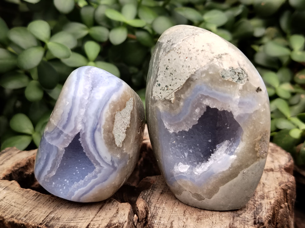 Polished Blue Lace Agate Geodes x 6 From Nsanje, Malawi - Toprock Gemstones and Minerals 