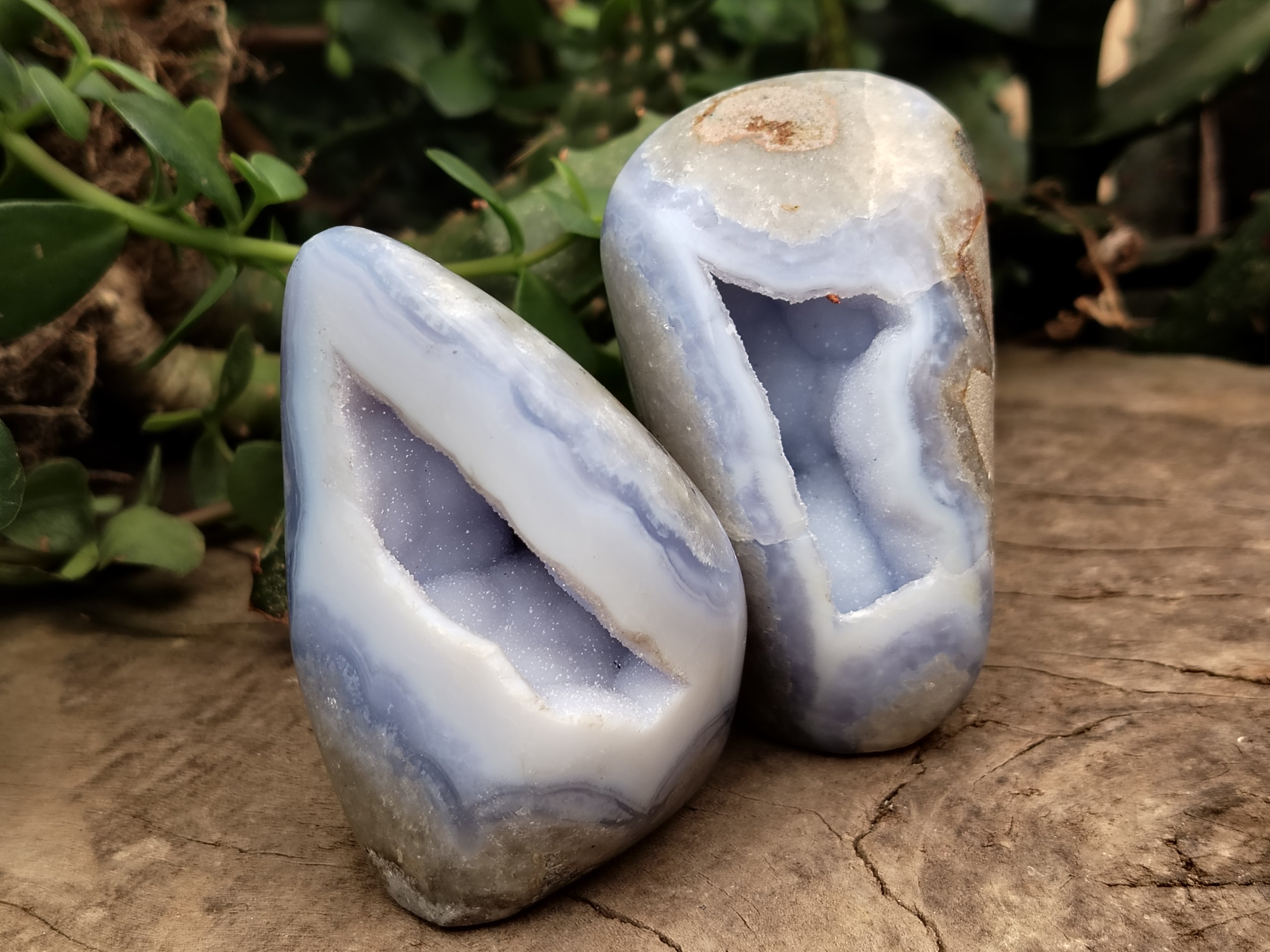 Polished Blue Lace Agate Geodes x 6 From Nsanje, Malawi - Toprock Gemstones and Minerals 