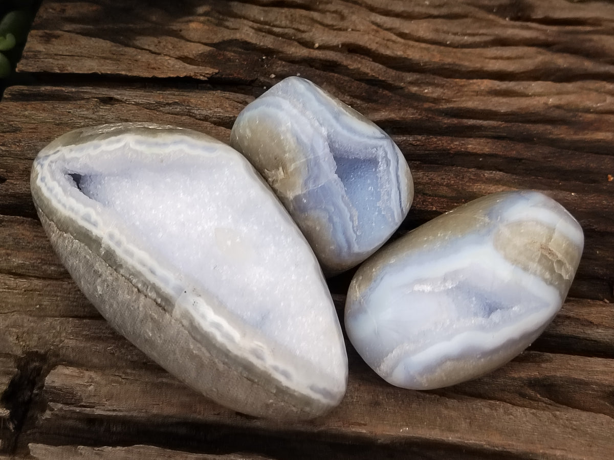 Polished Blue Lace Agate Geodes x 6 From Nsanje, Malawi - Toprock Gemstones and Minerals 