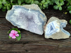 Natural Blue Lace Agate Geode Specimens x 2 From Nsanje, Malawi - Toprock Gemstones and Minerals 