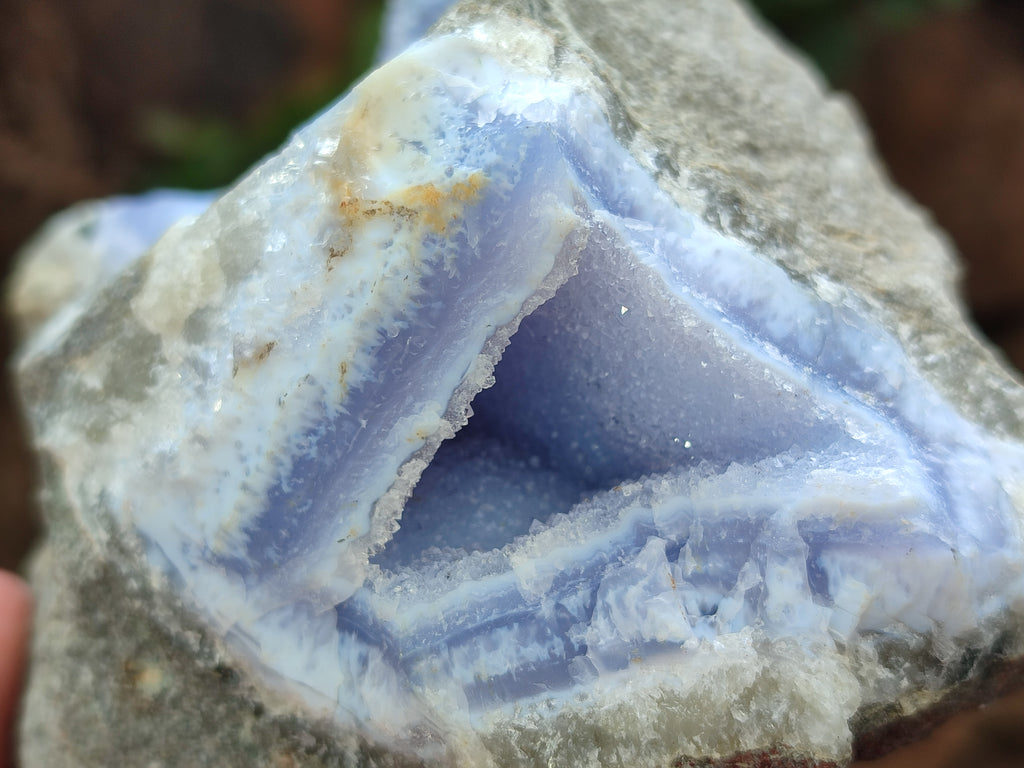 Natural Blue Lace Agate Geode Specimens x 2 From Nsanje, Malawi - Toprock Gemstones and Minerals 