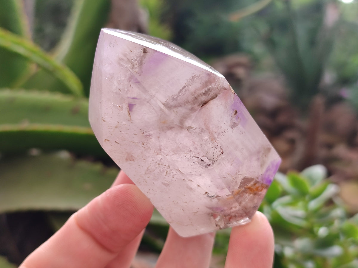 Polished Smokey Amethyst Window Quartz Crystals x 6 From Akansobe, Madagascar - Toprock Gemstones and Minerals 