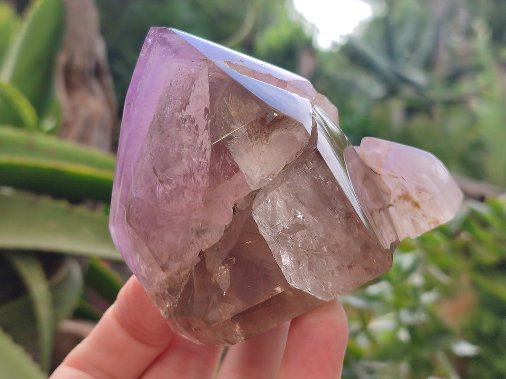 Polished Smokey Amethyst Window Quartz Crystals x 6 From Akansobe, Madagascar - Toprock Gemstones and Minerals 