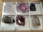Polished Smokey Amethyst Window Quartz Crystals x 6 From Akansobe, Madagascar - Toprock Gemstones and Minerals 