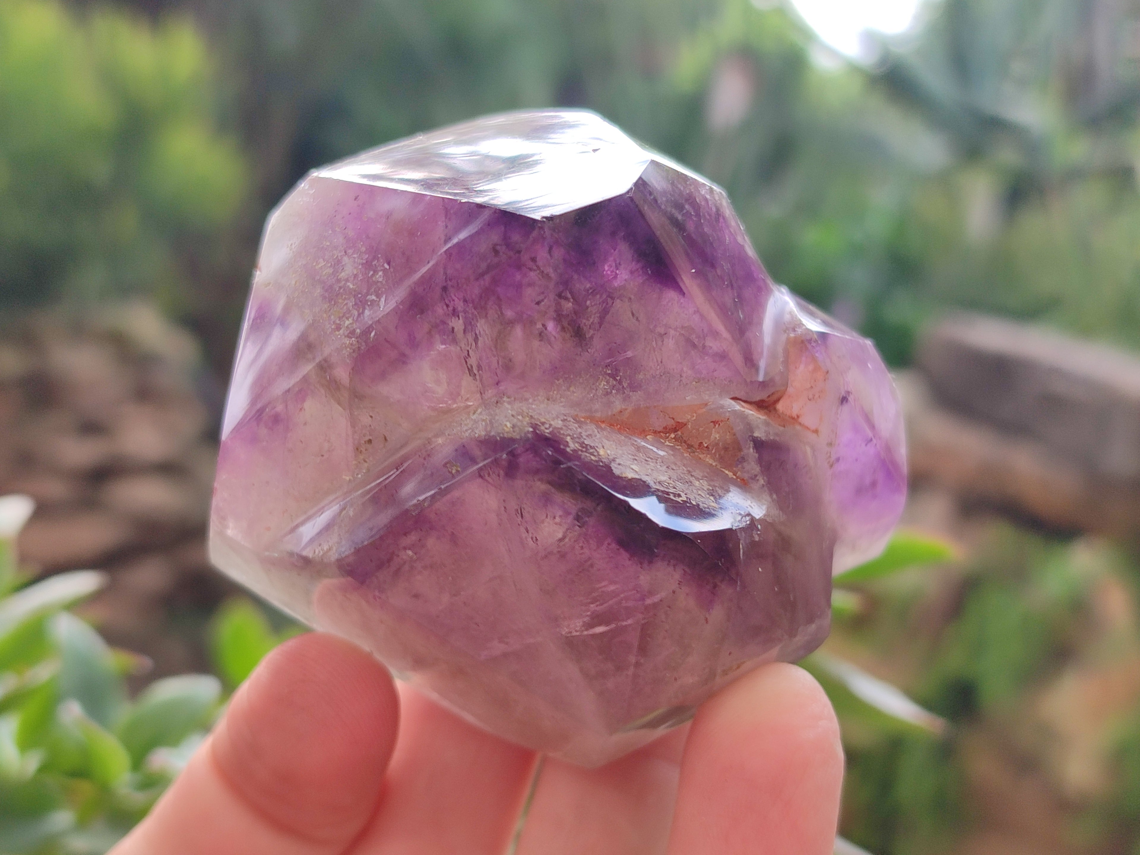 Polished Smokey Amethyst Window Quartz Crystals x 6 From Akansobe, Madagascar - Toprock Gemstones and Minerals 