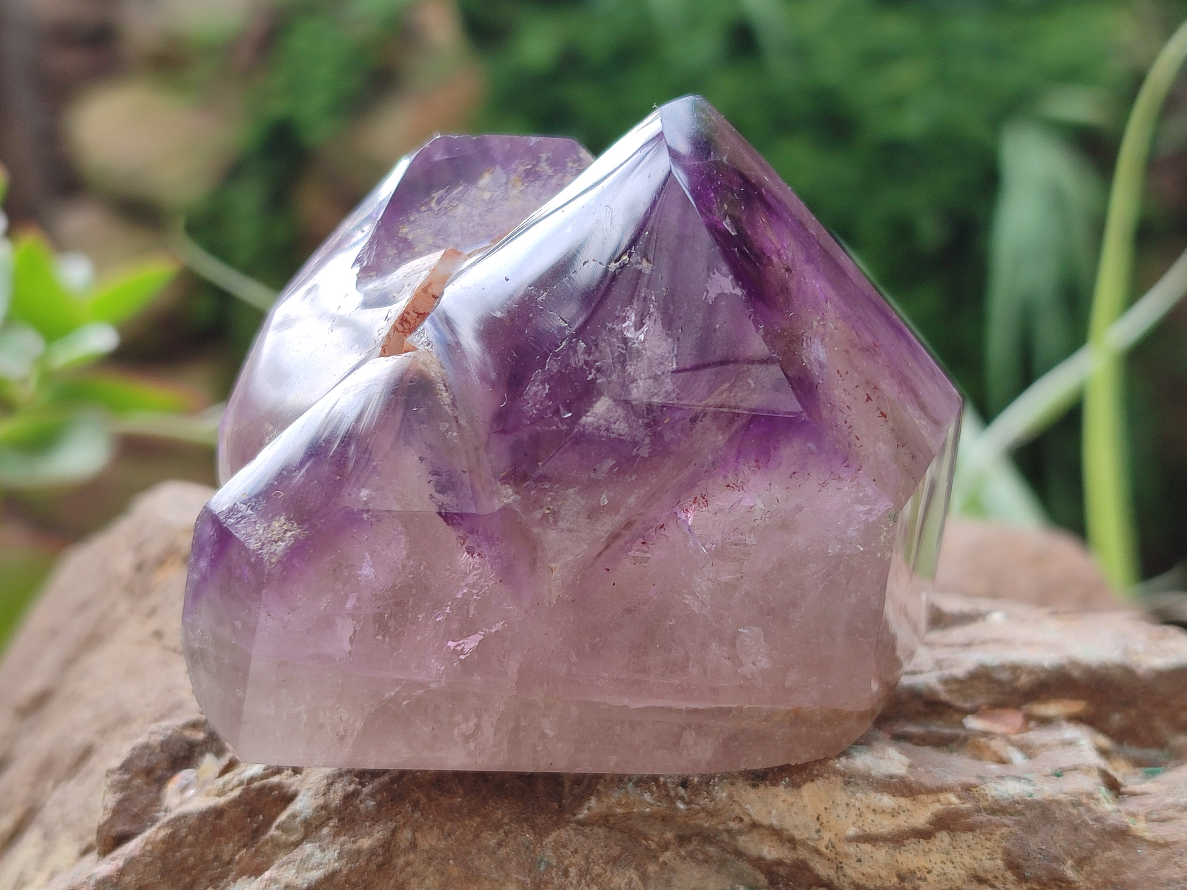 Polished Smokey Amethyst Window Quartz Crystals x 6 From Akansobe, Madagascar - Toprock Gemstones and Minerals 