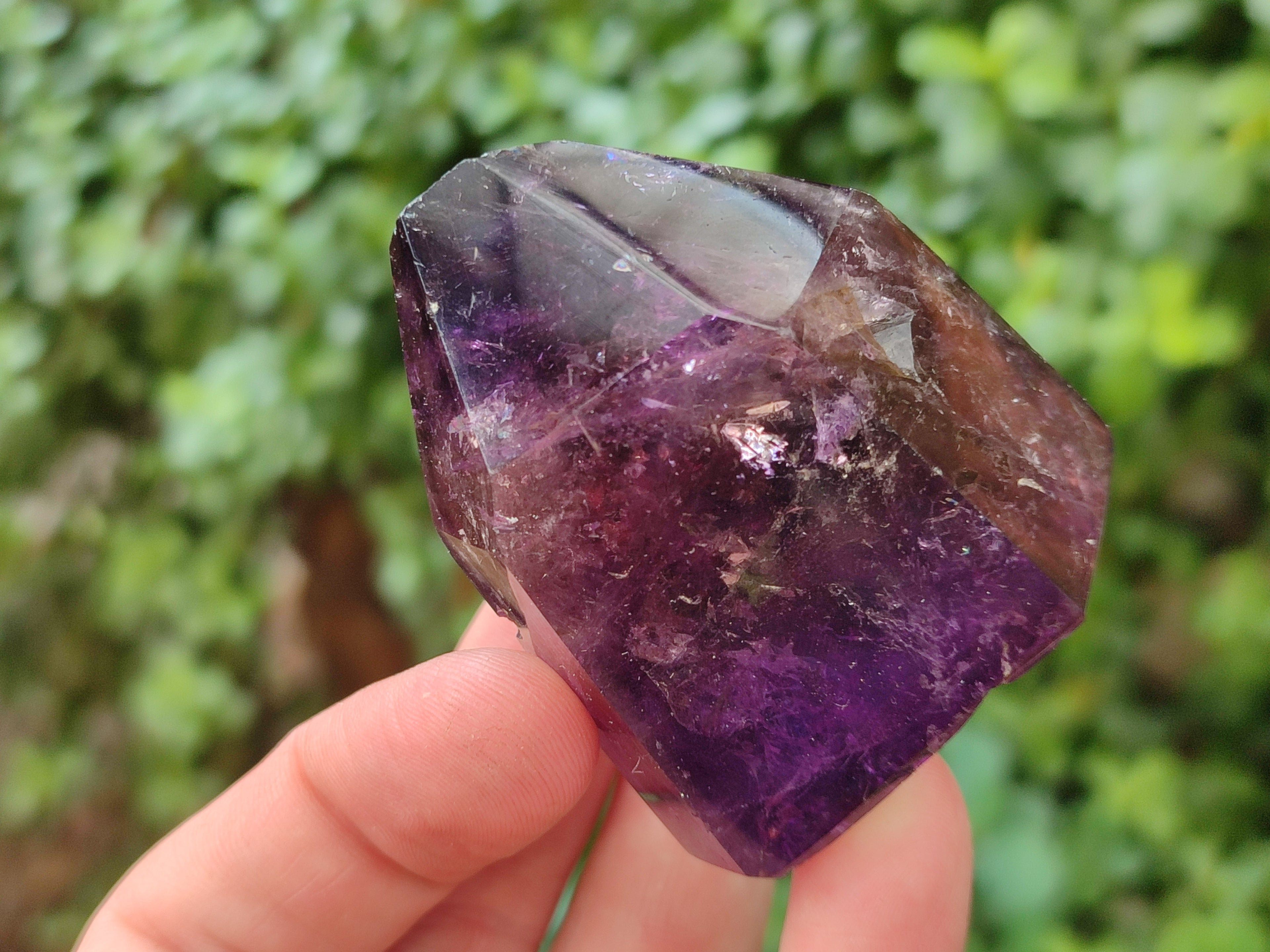 Polished Smokey Amethyst Window Quartz Crystals x 6 From Akansobe, Madagascar - Toprock Gemstones and Minerals 