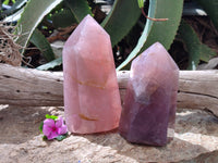 Polished Lavender Rose Quartz Points x 2 From Madagascar - Toprock Gemstones and Minerals 