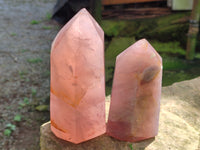 Polished Lavender Rose Quartz Points x 2 From Madagascar - Toprock Gemstones and Minerals 