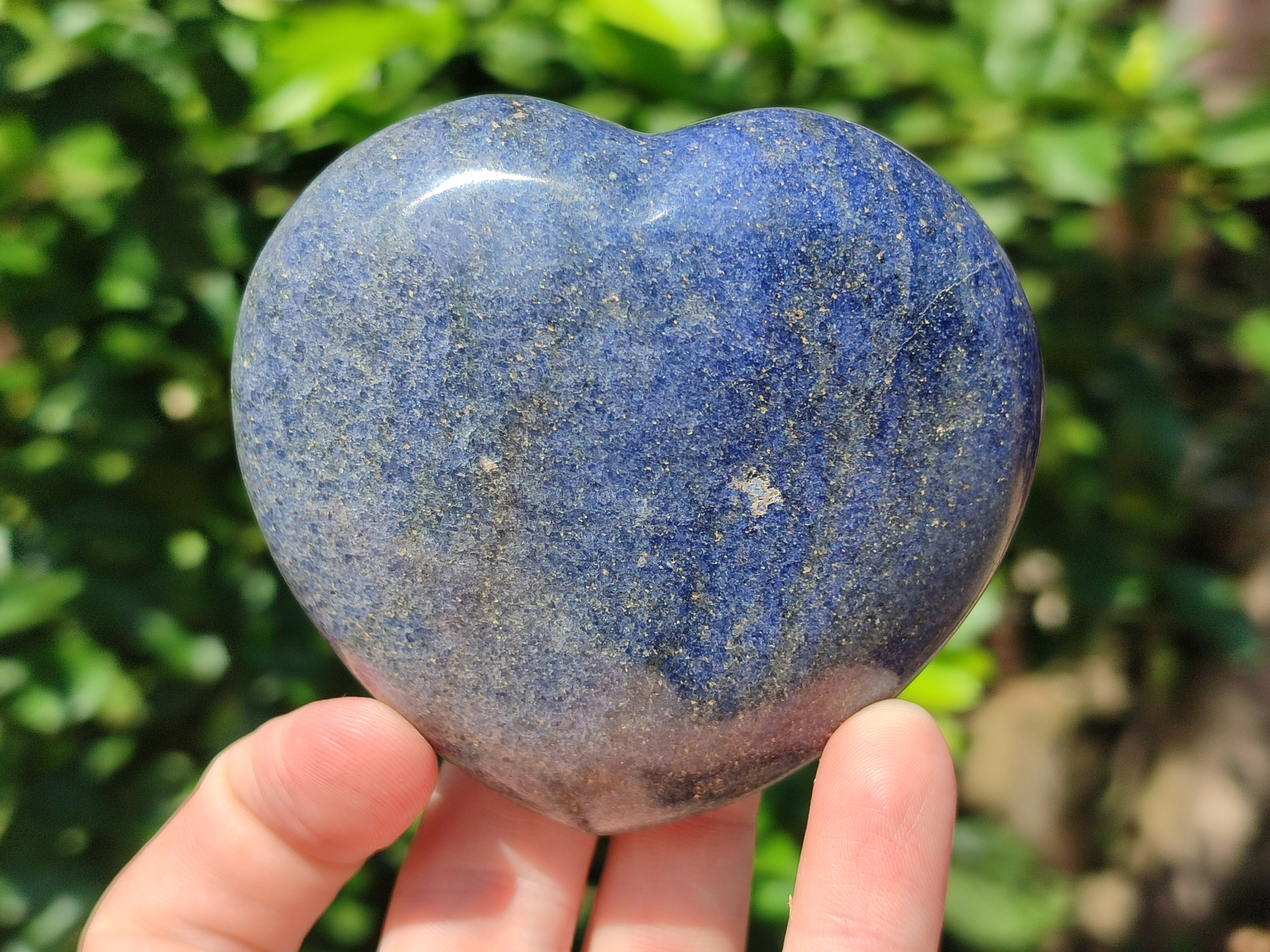 Polished Lazulite Gemstone Hearts x 4 From Madagascar - Toprock Gemstones and Minerals 