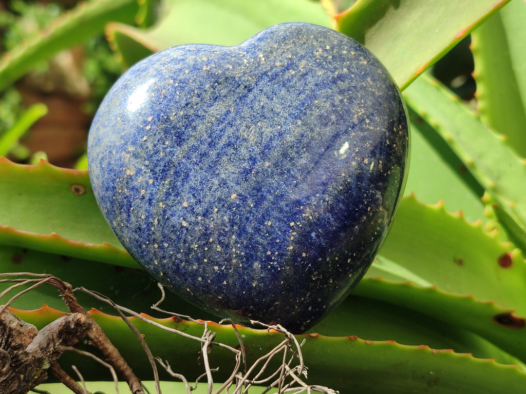 Polished Lazulite Gemstone Hearts x 4 From Madagascar - Toprock Gemstones and Minerals 