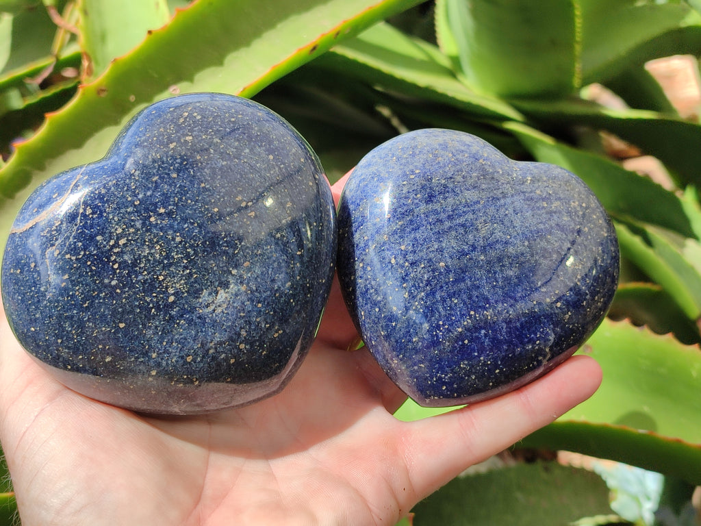 Polished Lazulite Gemstone Hearts x 4 From Madagascar - Toprock Gemstones and Minerals 