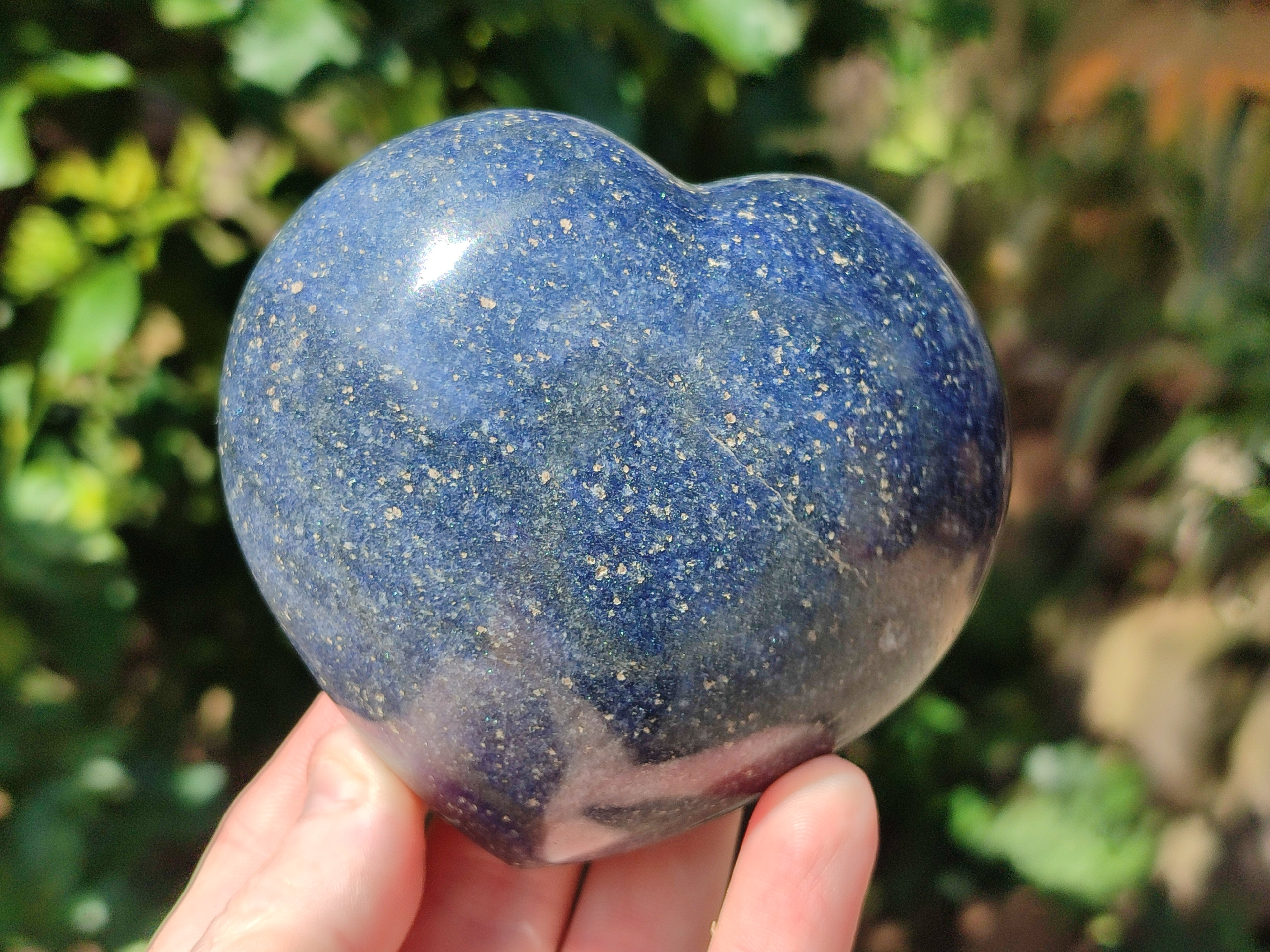 Polished Lazulite Gemstone Hearts x 4 From Madagascar - Toprock Gemstones and Minerals 