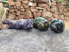 Hand Made Stone Hippo Carvings x 3 From Zimbabwe - Toprock Gemstones and Minerals 