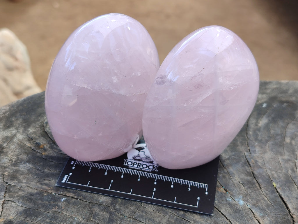 Polished Rose Quartz Standing Free Forms x 3 From Madagascar - Toprock Gemstones and Minerals 