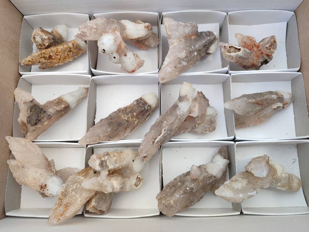 Natural Drusy Quartz Coated Calcite Pseudomorph Specimens x 12 From Alberts Mountain, Lesotho - Toprock Gemstones and Minerals 