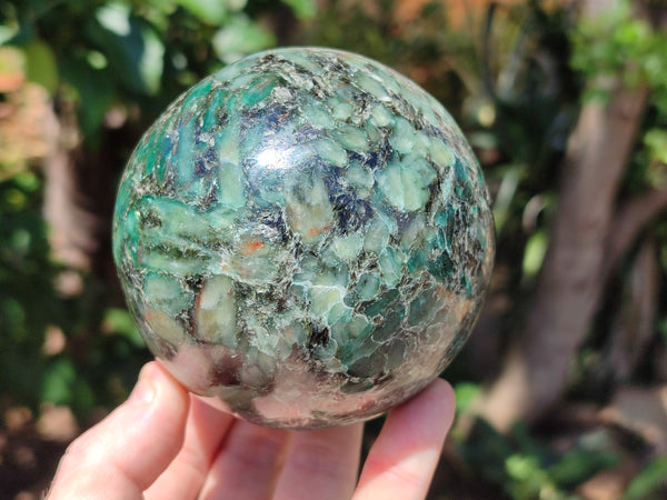 Polished Emerald Mica In Matrix Sphere x 1 From Mutoko, Zimbabwe - Toprock Gemstones and Minerals 