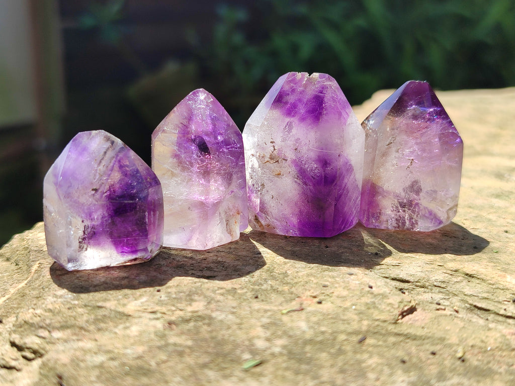 Polished Smokey Amethyst Window Quartz Crystals x 20 From Akansobe, Madagascar - Toprock Gemstones and Minerals 