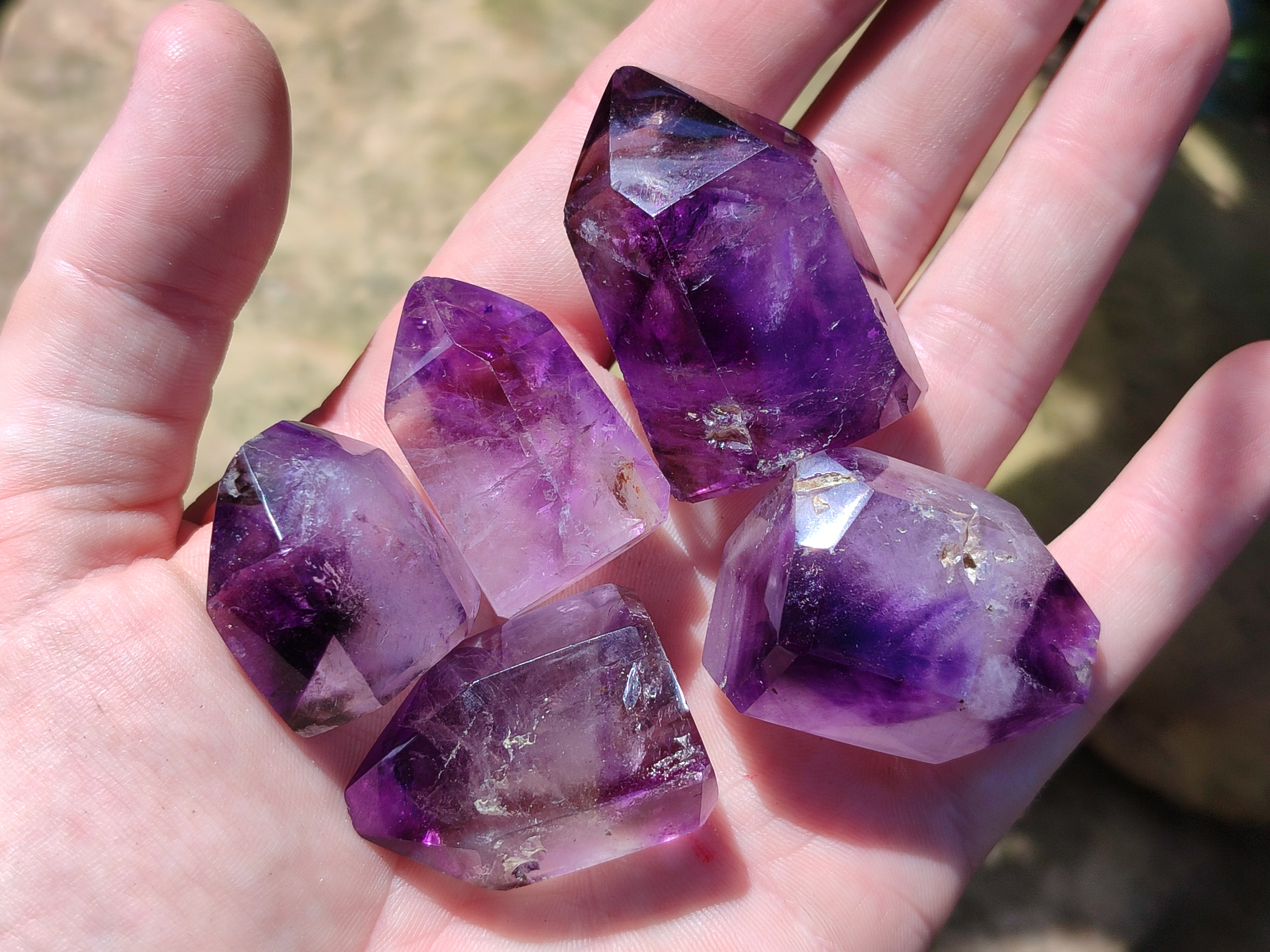 Polished Smokey Amethyst Window Quartz Crystals x 20 From Akansobe, Madagascar - Toprock Gemstones and Minerals 