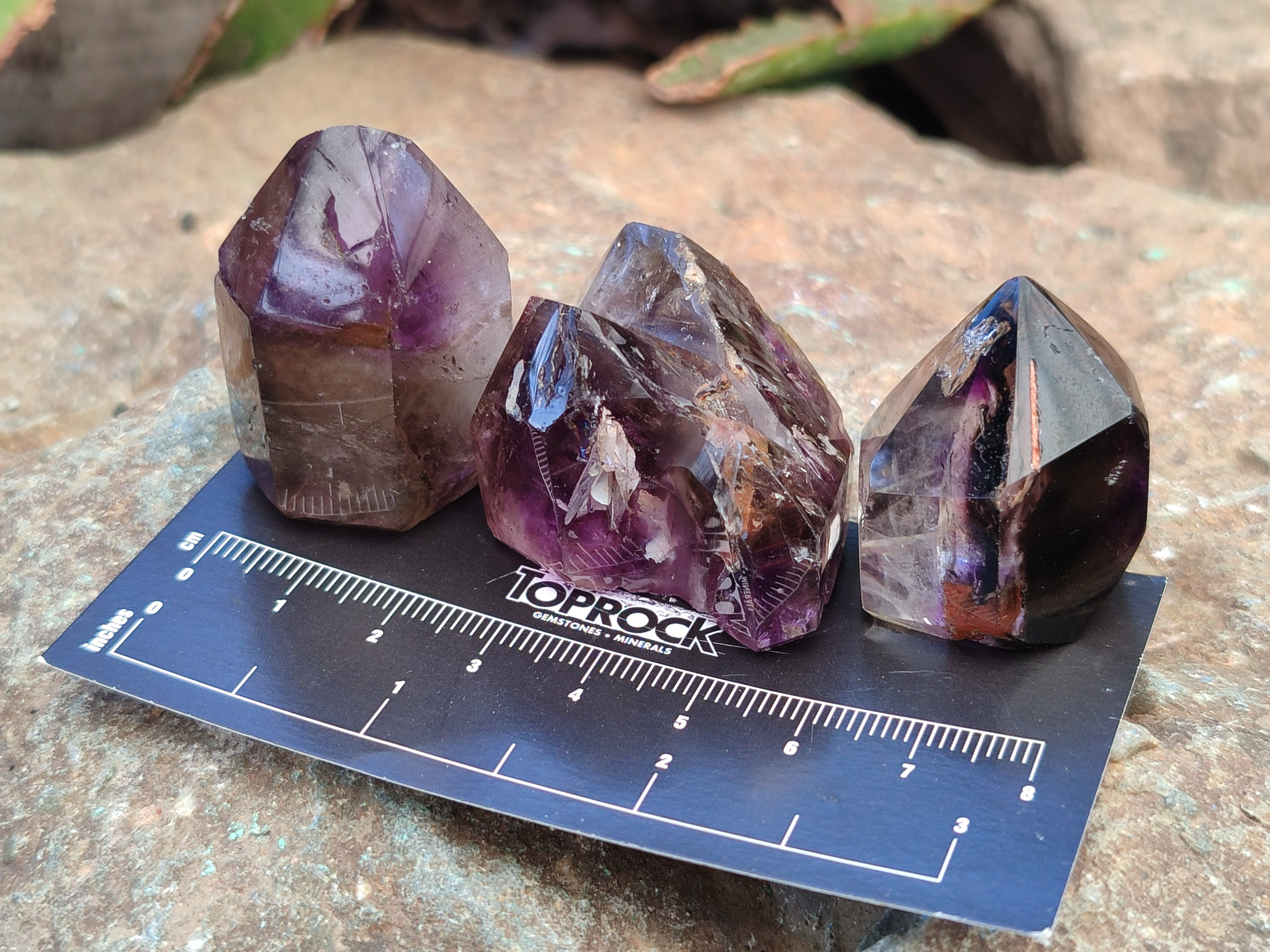 Polished Smokey Amethyst Window Quartz Crystals x 20 From Akansobe, Madagascar - Toprock Gemstones and Minerals 