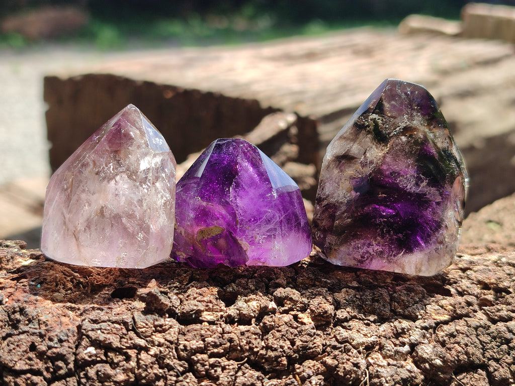 Polished Smokey Amethyst Window Quartz Crystals x 20 From Akansobe, Madagascar - Toprock Gemstones and Minerals 