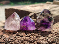Polished Smokey Amethyst Window Quartz Crystals x 20 From Akansobe, Madagascar - Toprock Gemstones and Minerals 