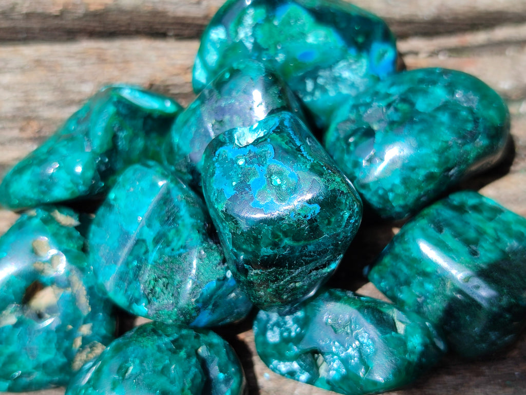 Polished Dioptase With Shattuckite and Malachite Free Forms - sold per item - From Congo - Toprock Gemstones and Minerals 