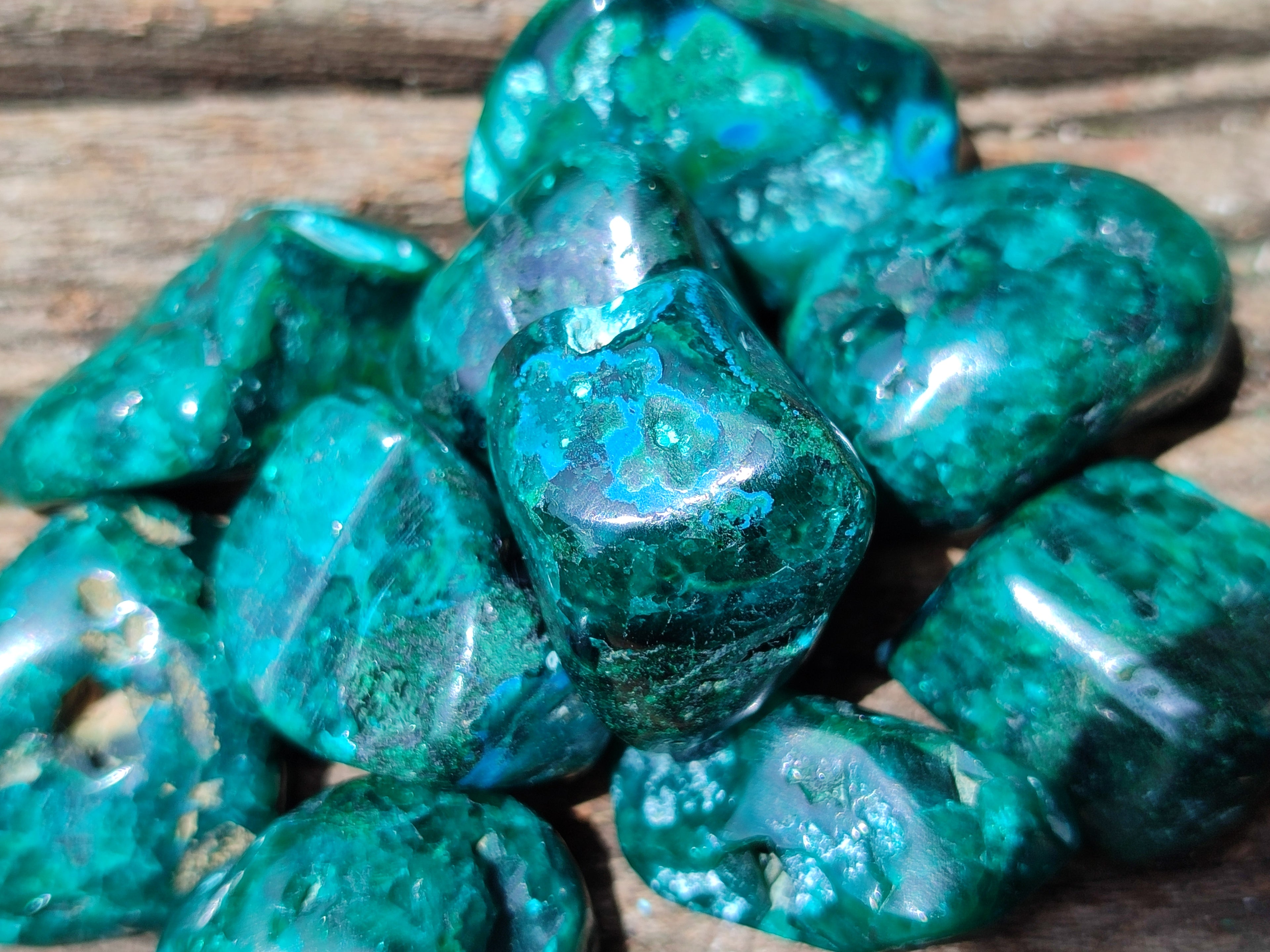 Polished Dioptase With Shattuckite and Malachite Free Forms - sold per item - From Congo - Toprock Gemstones and Minerals 