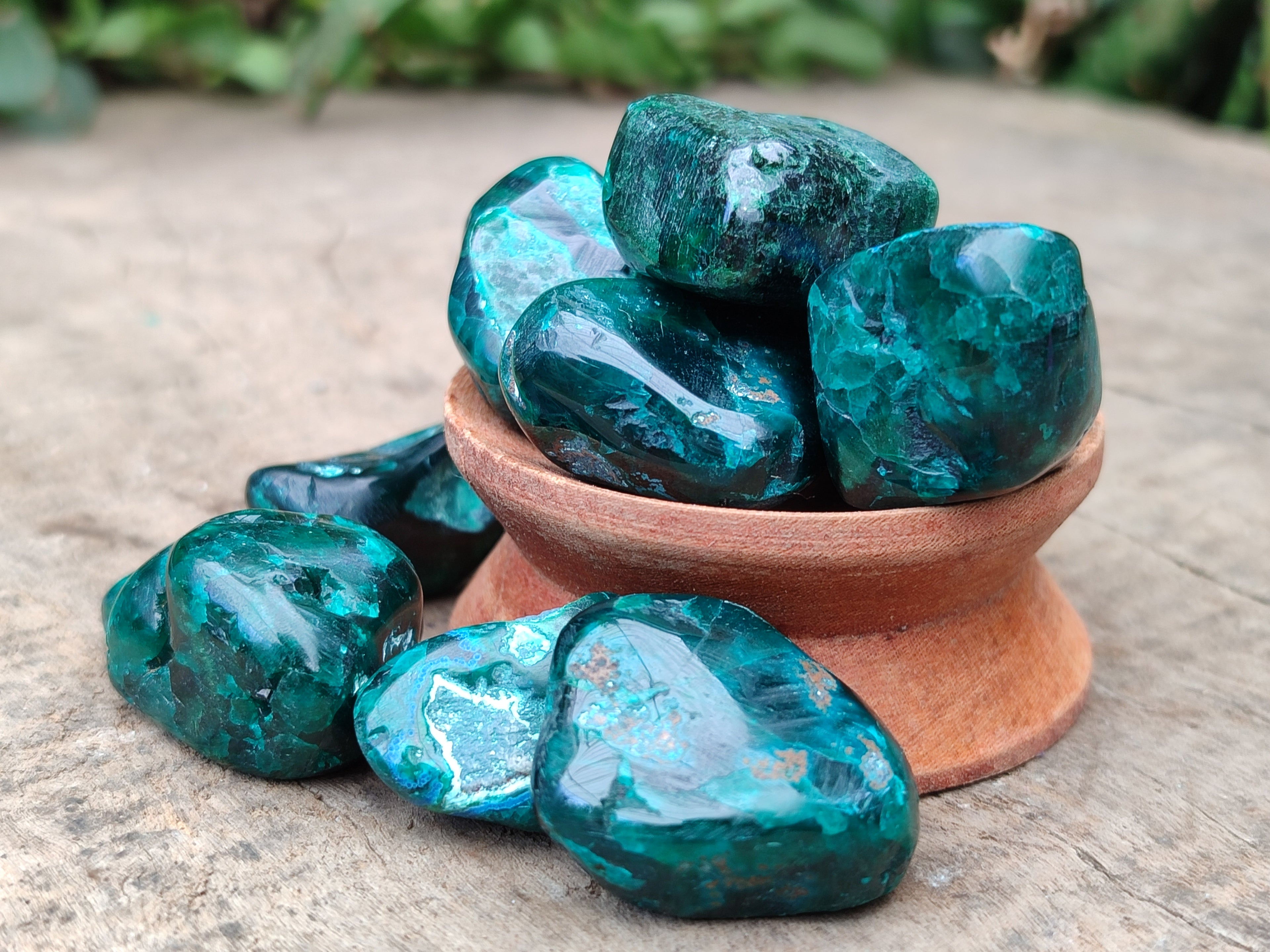 Polished Dioptase With Shattuckite and Malachite Free Forms - sold per item - From Congo - Toprock Gemstones and Minerals 