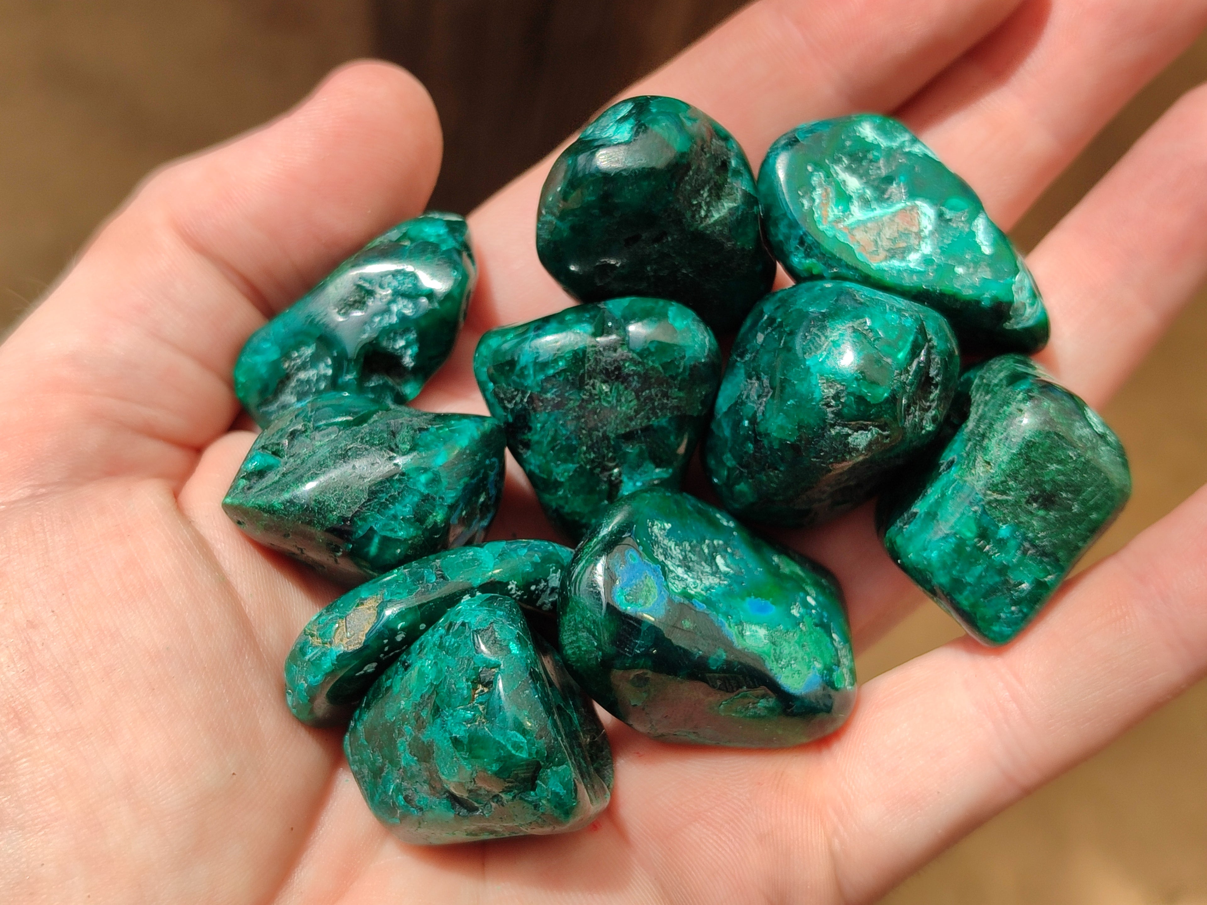 Polished Dioptase With Shattuckite and Malachite Free Forms - sold per item - From Congo - Toprock Gemstones and Minerals 