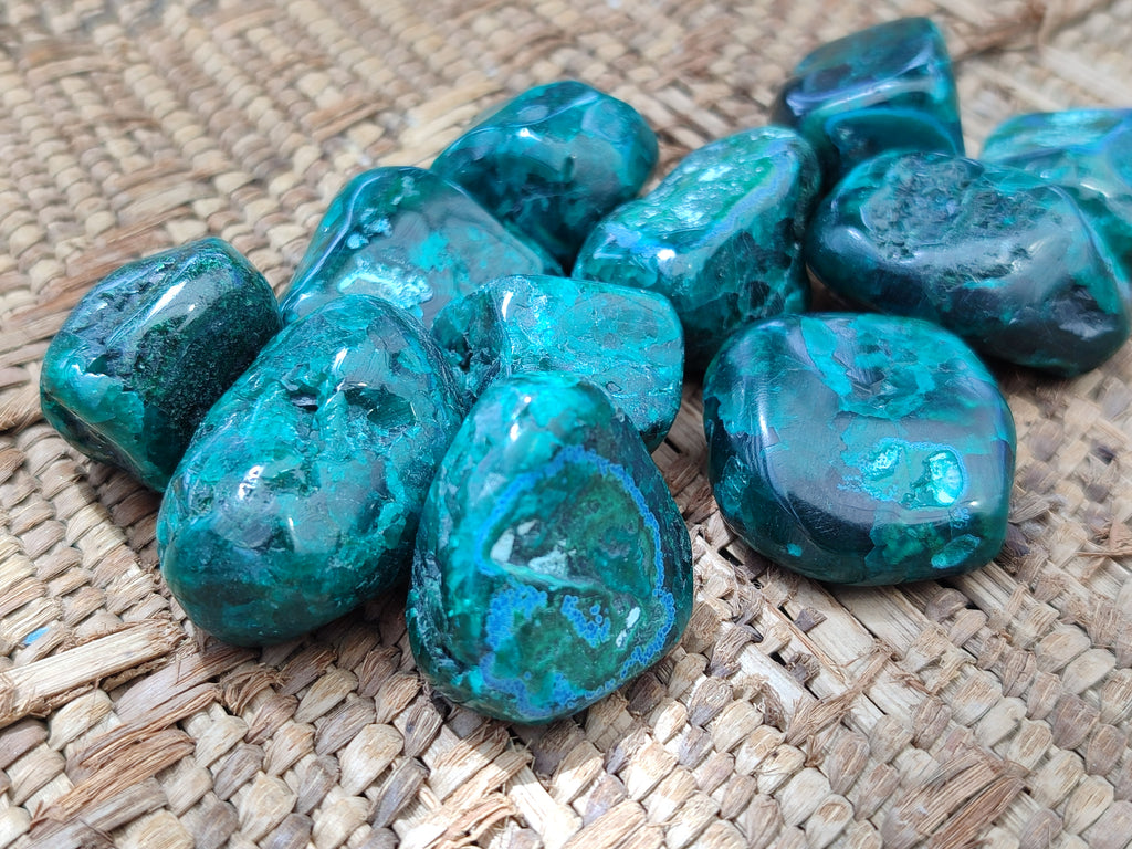 Polished Dioptase With Shattuckite and Malachite Free Forms - sold per item - From Congo - Toprock Gemstones and Minerals 