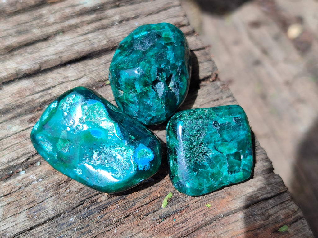 Polished Dioptase With Shattuckite and Malachite Free Forms - sold per item - From Congo - Toprock Gemstones and Minerals 