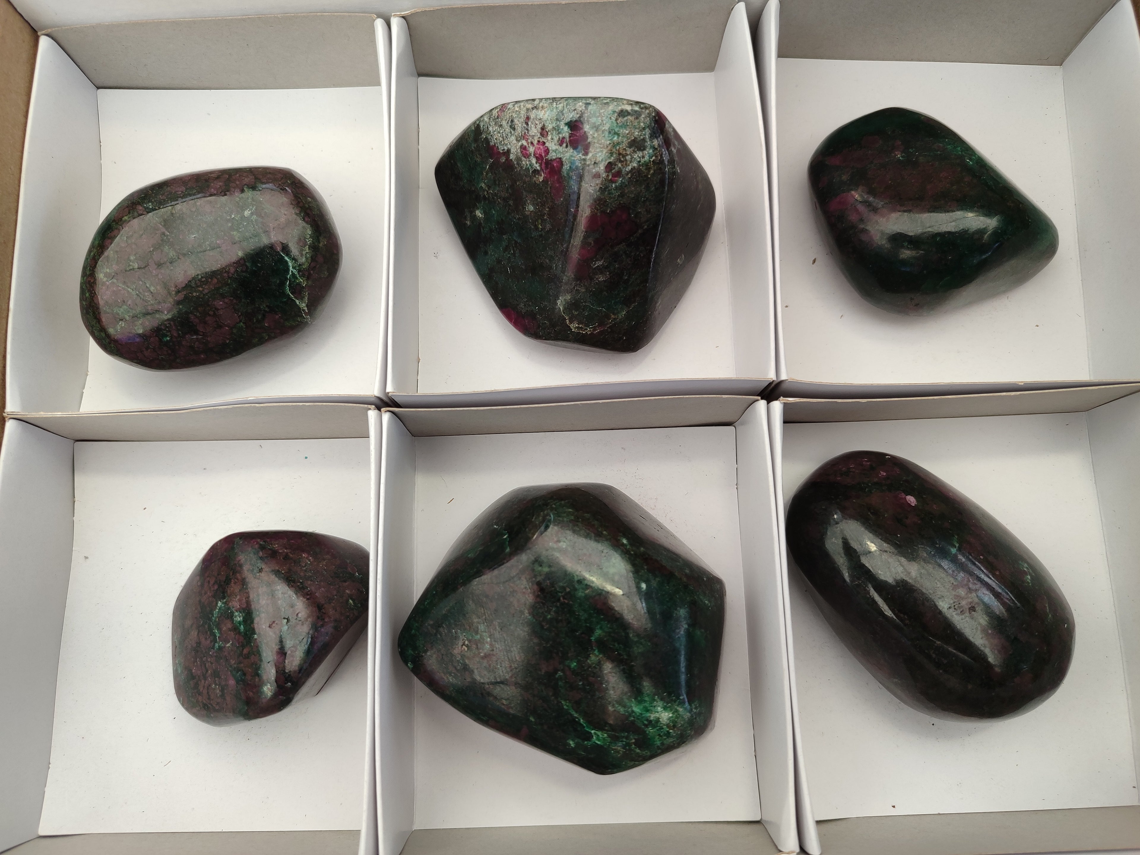 Polished Ruby Corundum In Chrome Verdite Free Forms x 6 From Zimbabwe - Toprock Gemstones and Minerals 