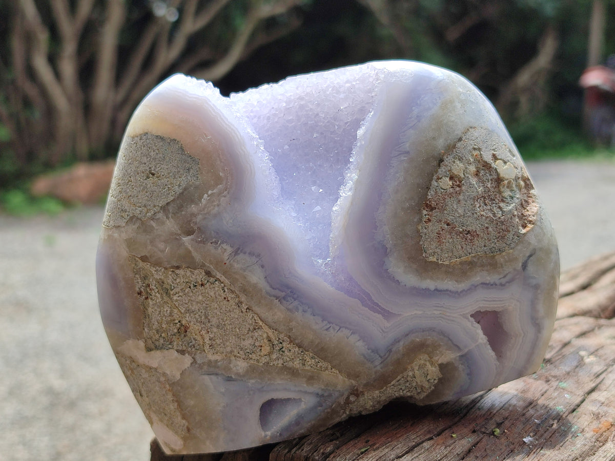 Polished Blue Lace Agate Geodes x 3 From Nsanje, Malawi - Toprock Gemstones and Minerals 