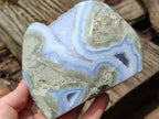 Polished Blue Lace Agate Geodes x 3 From Nsanje, Malawi - Toprock Gemstones and Minerals 