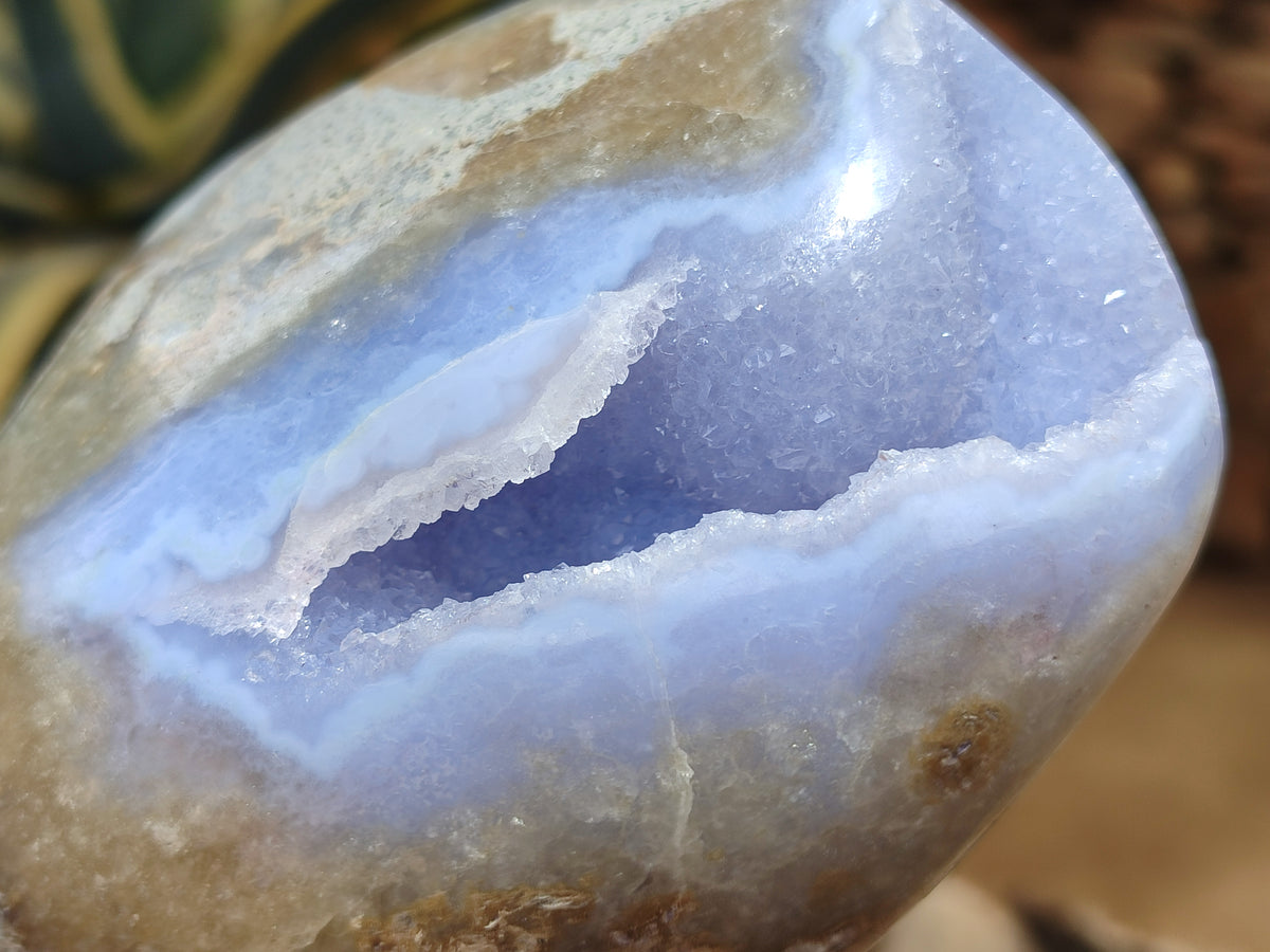 Polished Blue Lace Agate Geodes x 3 From Nsanje, Malawi - Toprock Gemstones and Minerals 