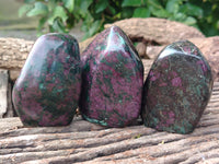 Polished Ruby Corundum In Chrome Verdite Standing Free Forms x 4 From Zimbabwe - Toprock Gemstones and Minerals 