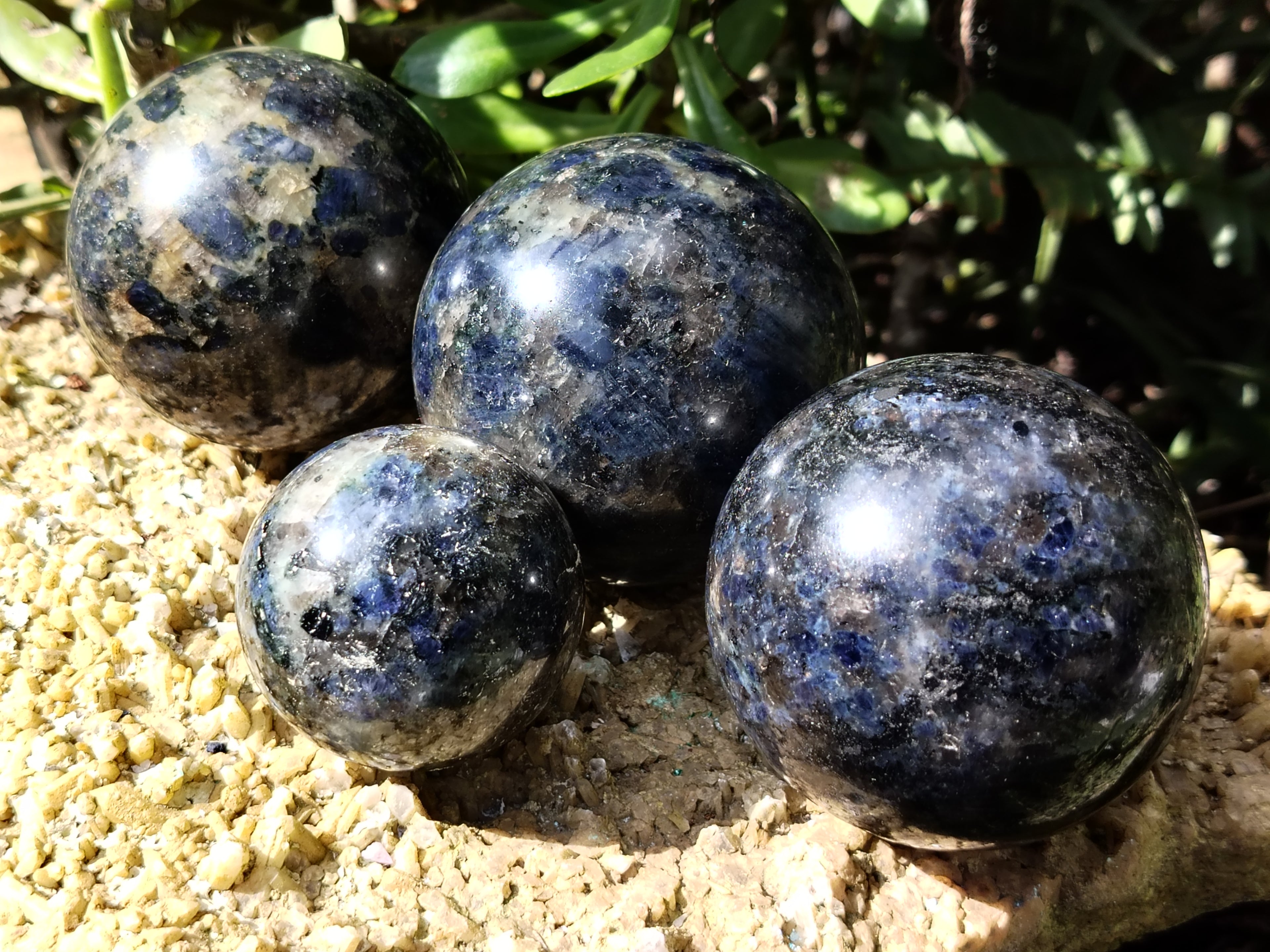 Polished Iolite Spheres x 4 From Ambatofinandrahana, Madagascar - Toprock Gemstones and Minerals 