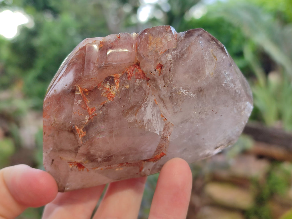 Polished Smokey Window Quartz Crystals x 6 From Madagascar - Toprock Gemstones and Minerals 