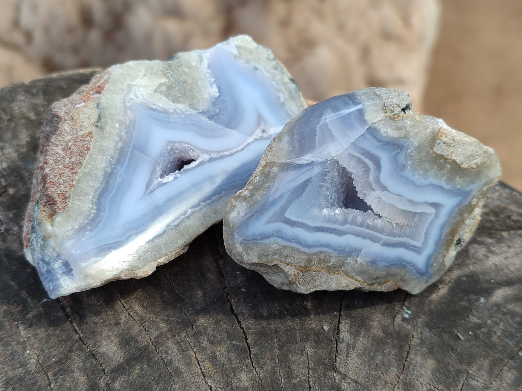 Polished Blue Lace Agate Geodes x 12 From Nsanje, Malawi - Toprock Gemstones and Minerals 