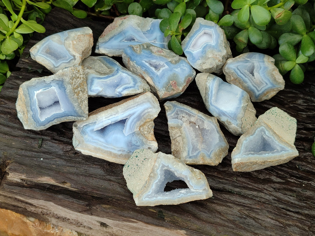 Polished Blue Lace Agate Geodes x 12 From Nsanje, Malawi - Toprock Gemstones and Minerals 