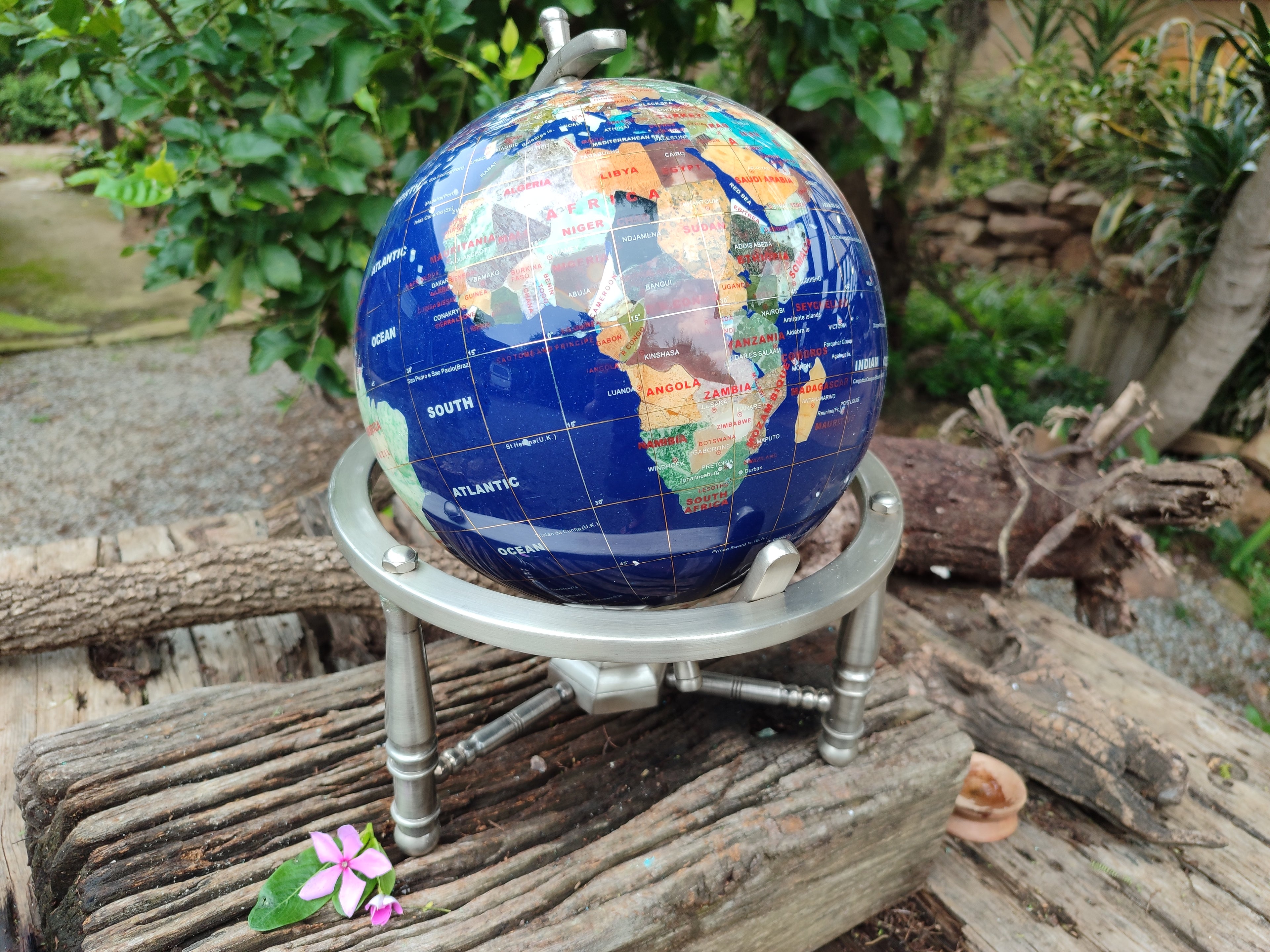 Polished Mixed Gemstone World Globe x 1 From China - Toprock Gemstones and Minerals 