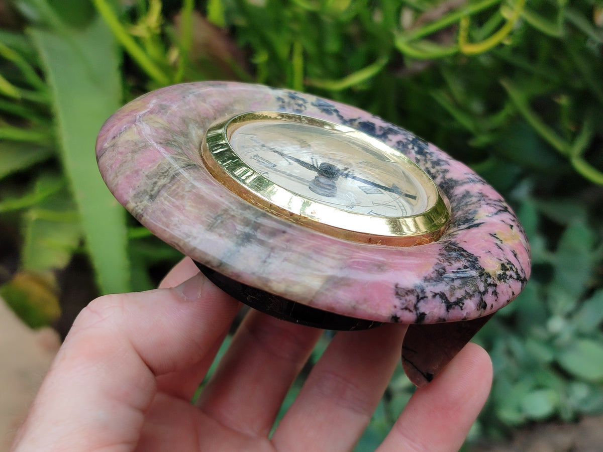 Hand Made Rhodonite Alarm Clock - sold per item - From Zimbabwe - Toprock Gemstones and Minerals 