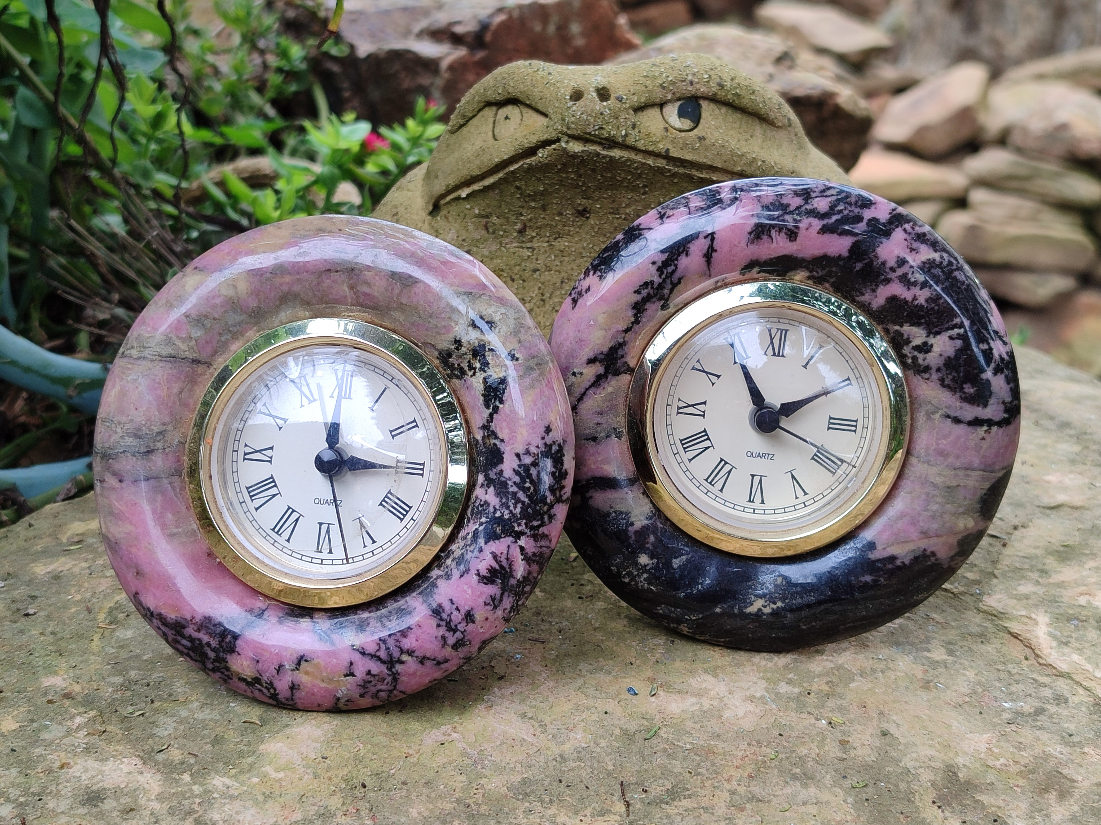 Hand Made Rhodonite Alarm Clock - sold per item - From Zimbabwe - Toprock Gemstones and Minerals 