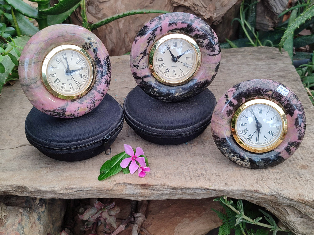 Hand Made Rhodonite Alarm Clock - sold per item - From Zimbabwe - Toprock Gemstones and Minerals 