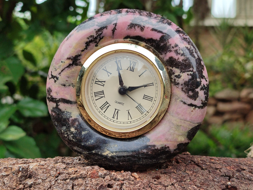 Hand Made Rhodonite Alarm Clock - sold per item - From Zimbabwe - Toprock Gemstones and Minerals 