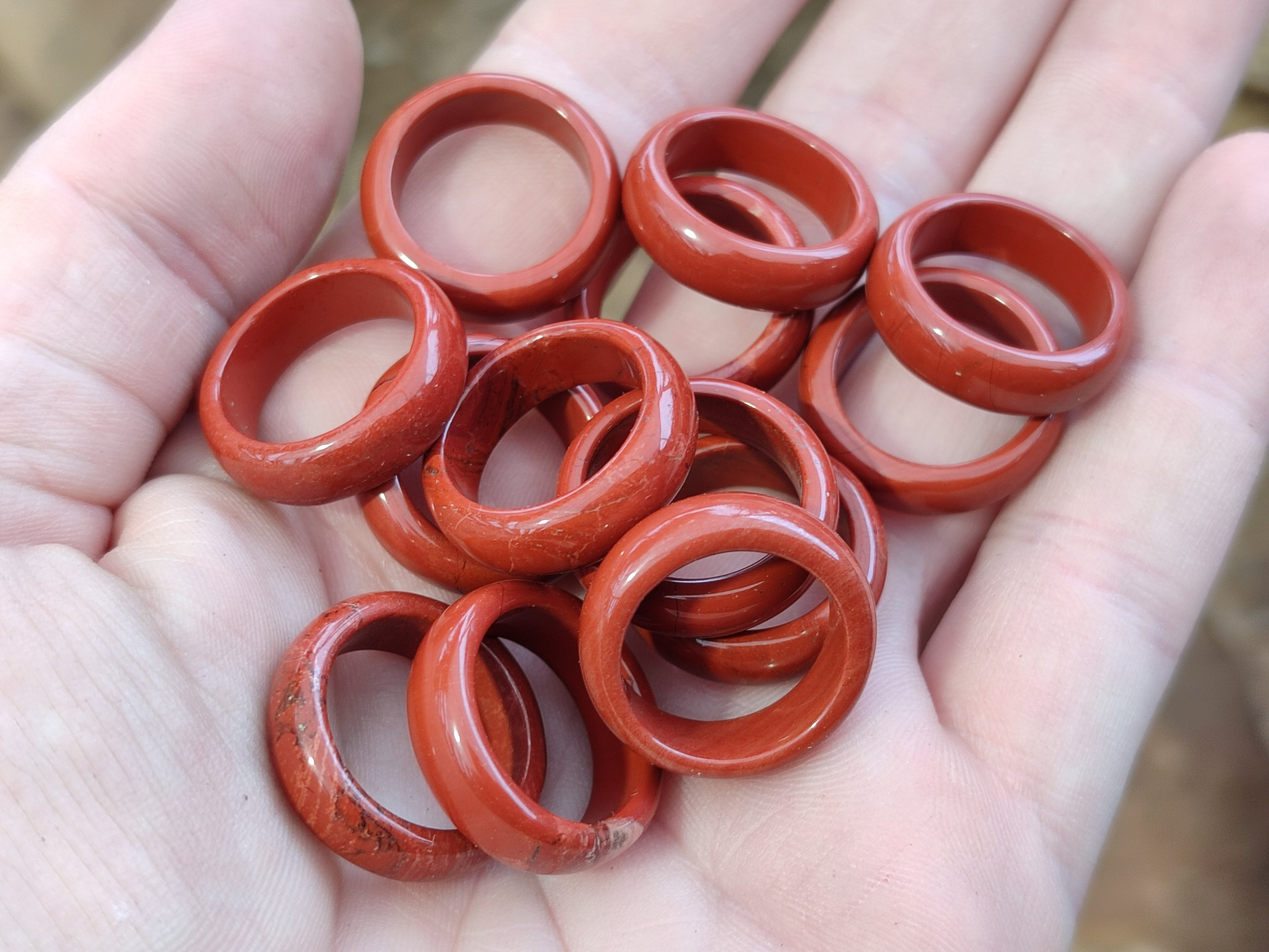 Hand Made 16mm Red Jasper Rings - sold per item - From South Africa - Toprock Gemstones and Minerals 