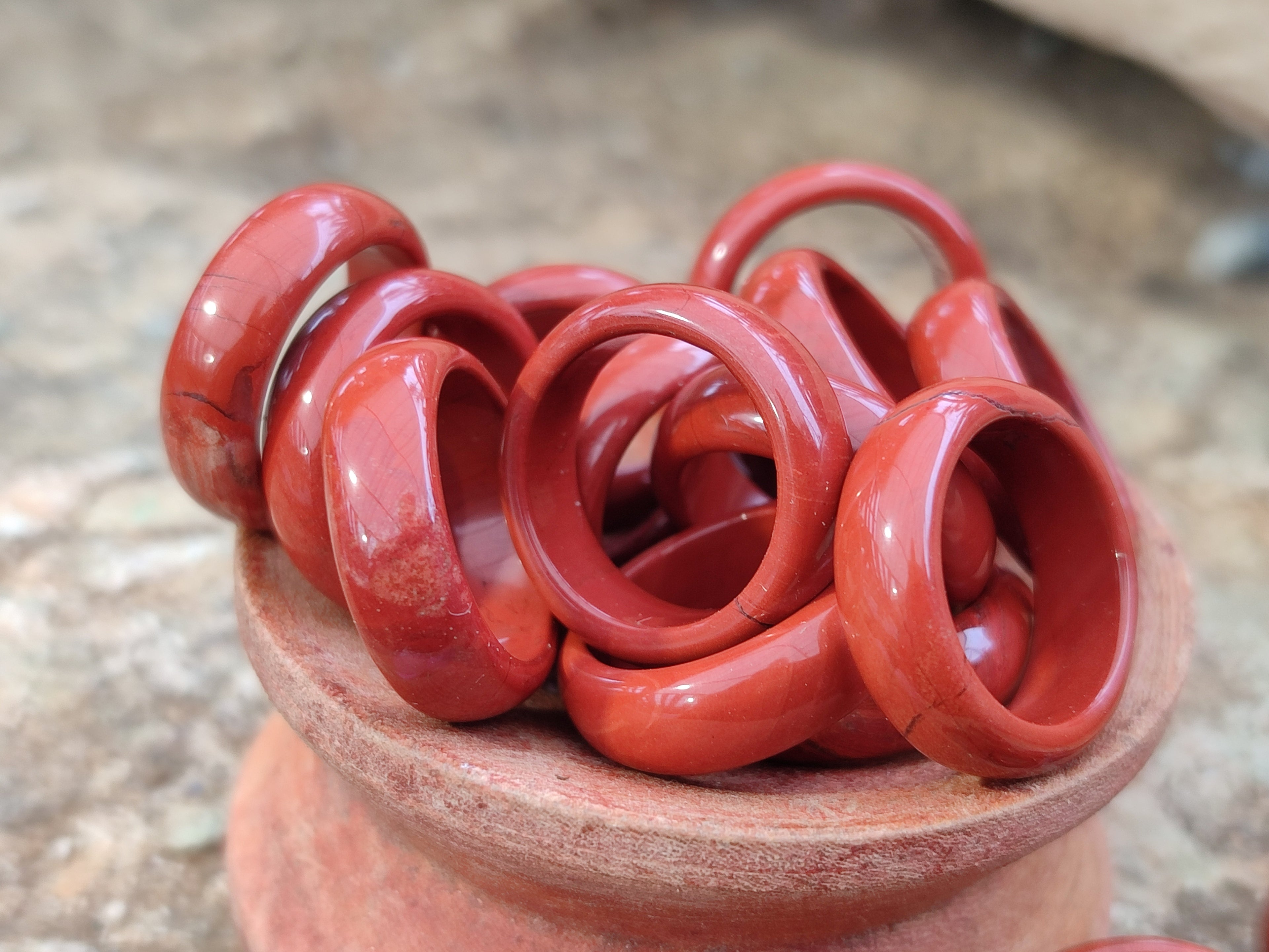 Hand Made 16mm Red Jasper Rings - sold per item - From South Africa - Toprock Gemstones and Minerals 