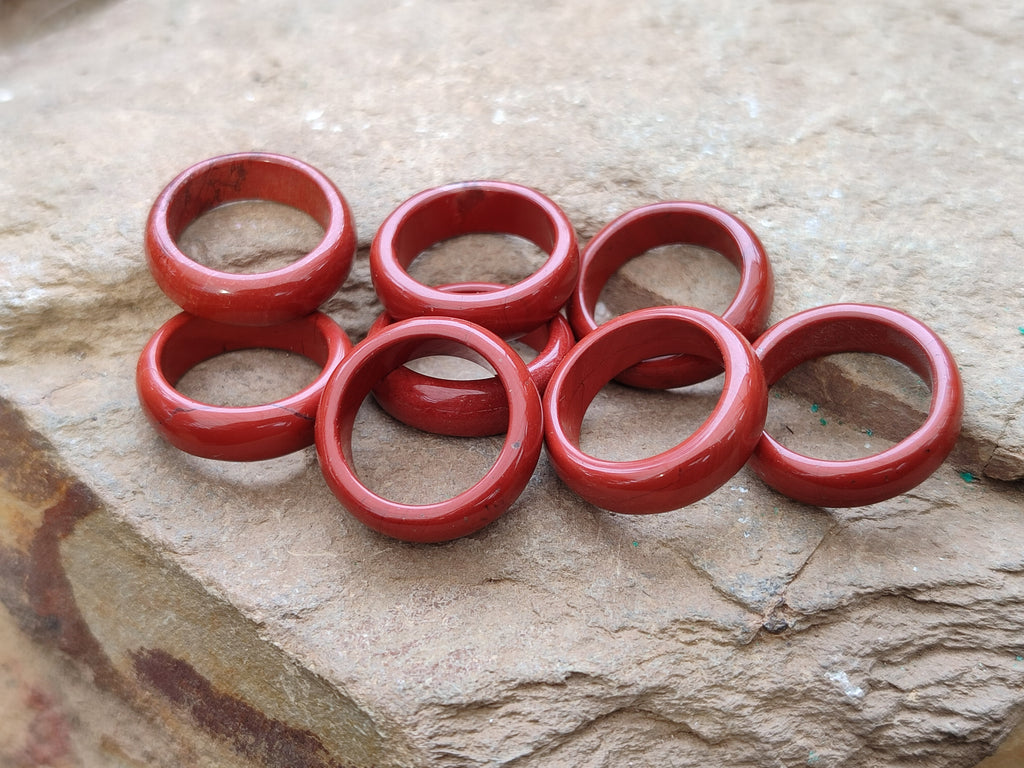 Hand Made 16mm Red Jasper Rings - sold per item - From South Africa - Toprock Gemstones and Minerals 