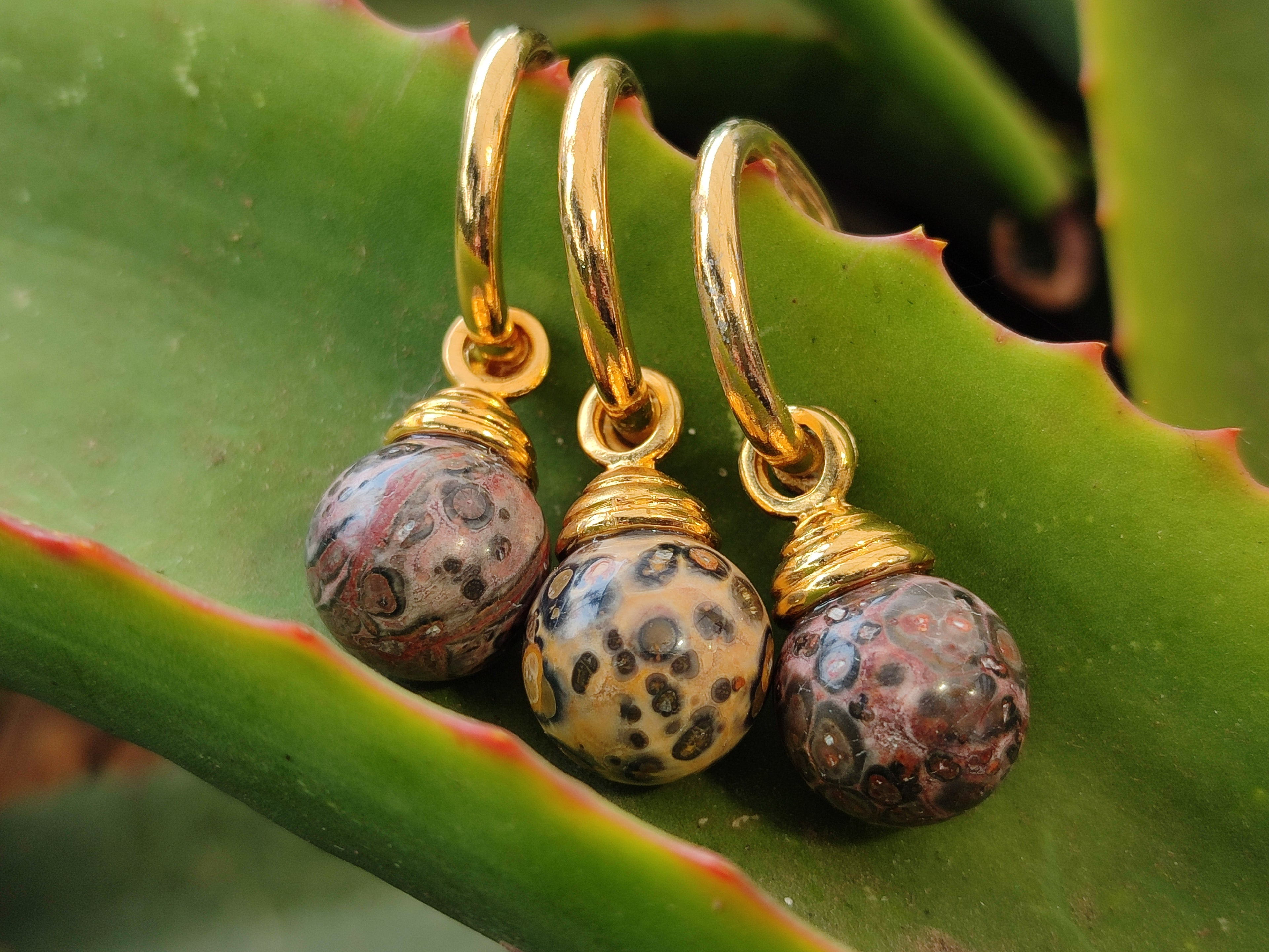 Hand Made Snakeskin Jasper Hoop Earrings - sold per item - From Australia - Toprock Gemstones and Minerals 